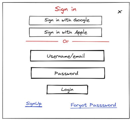 Sign Up page prototype