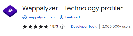 Wappalyzer in Chrome webstore